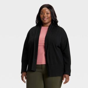 Ava & Viv - Women's Essential Open Cardigan Sweater - Ava & Vi Black